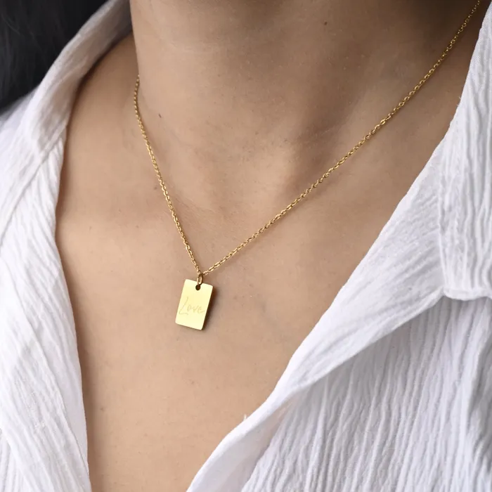 18K GoldFilled Rectangle Love Necklace Jewelvers Necklaces