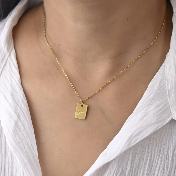 18K GoldFilled Rectangle Love Necklace Jewelvers Necklaces