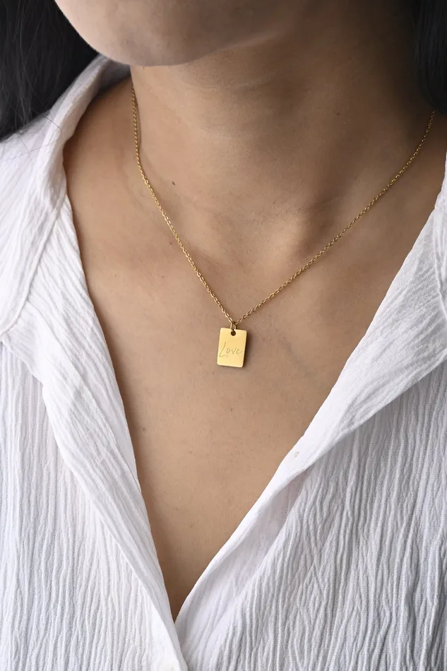 18K GoldFilled Rectangle Love Necklace Jewelvers Necklaces