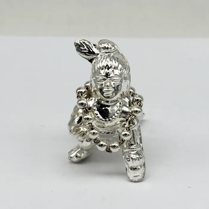 3 inches long handmade sterling silver beaded bracelet or necklace for baby krishna figurine or sculpture best puja necklace sbr225 TRIBAL ORNAMENTS Necklaces