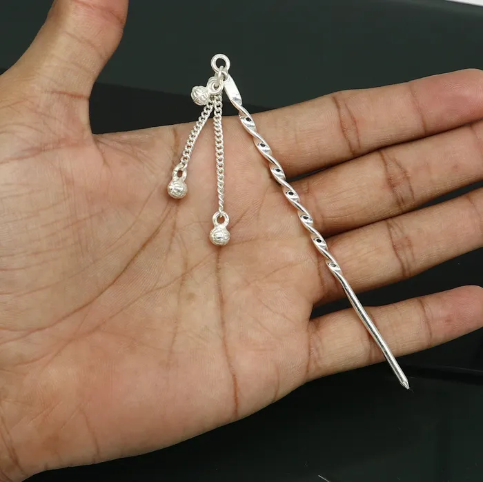 45 inches long handmade solid sterling silver eyeliner stick kajal sticks surma stick fabulous brides vintage style gift su399 TRIBAL ORNAMENTS Necklaces
