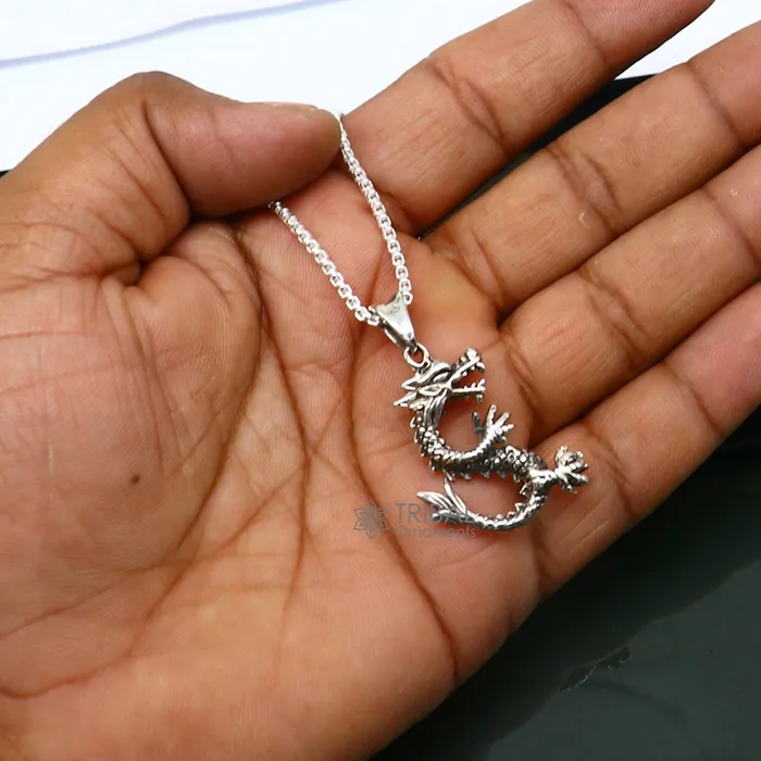 925 sterling silver unique Dragon design pendant silver trendy pendant necklace silver unisex cultural designer jewelry nsp642 TRIBAL ORNAMENTS Necklaces 925 sterling silver unique Dragon design pendant silver trendy pendant necklace silver unisex cultural designer jewelry nsp642 TRIBAL ORNAMENTS Necklaces
