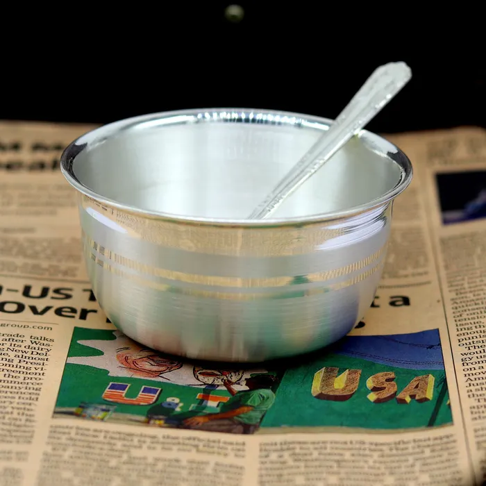 999 solid pure silver handmade utensils bowl and spoon table serving bowl silver vessel baby feeding kitchen baby set healthy art sv90 TRIBAL ORNAMENTS Rings