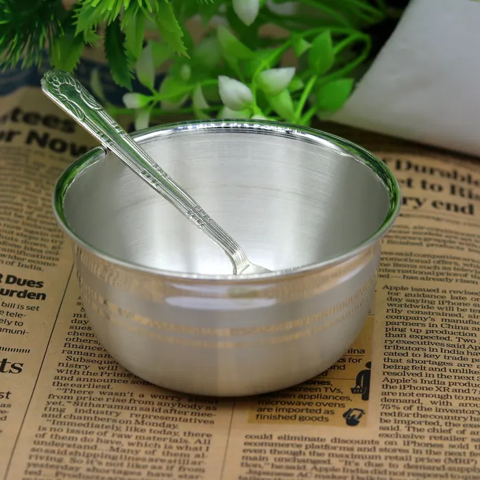999 solid pure silver handmade utensils bowl and spoon table serving bowl silver vessel baby feeding kitchen baby set healthy art sv90 TRIBAL ORNAMENTS Rings