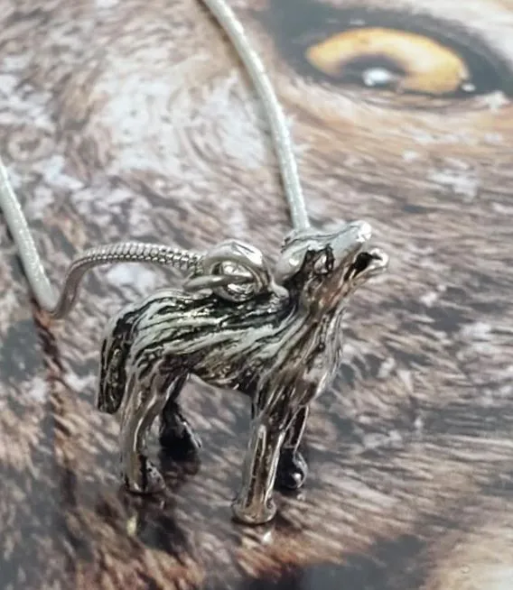 AZ11 Silver Color Howling Wolf Necklace with Free Earrings alice Necklaces