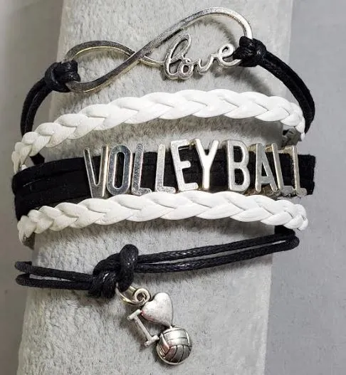 AZ198 Black White Volleyball Love Infinity Leather Layer Bracelet alice Bracelets AZ198 Black White Volleyball Love Infinity Leather Layer Bracelet alice Bracelets