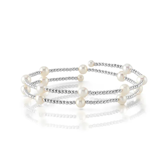 Bracelets 14K Gold White Freshwater Pearl Beaded Bangle Alaiaa Bracelet SPT Bracelets 14K Gold White Freshwater Pearl Beaded Bangle Alaiaa Bracelet SPT