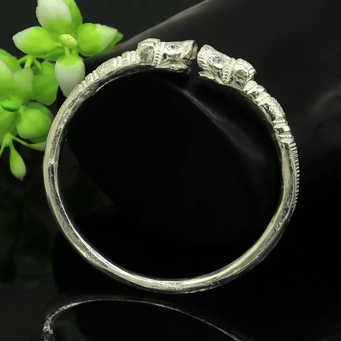 Bracelets TRIBAL ORNAMENTS Vintage design handmade 999 Solid silver crocodile bangle kada boys or girls solid customized tribal design bangle adjustable kada nbbk98