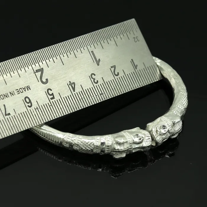 Bracelets TRIBAL ORNAMENTS Vintage design handmade 999 Solid silver crocodile bangle kada boys or girls solid customized tribal design bangle adjustable kada nbbk98