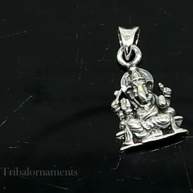 Divine lord Ganesha blessing pendant excellent vintage designer 925 sterling silver handmade jewelry from india ssp968 TRIBAL ORNAMENTS Necklaces