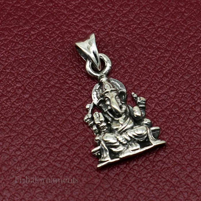 Divine lord Ganesha blessing pendant excellent vintage designer 925 sterling silver handmade jewelry from india ssp968 TRIBAL ORNAMENTS Necklaces