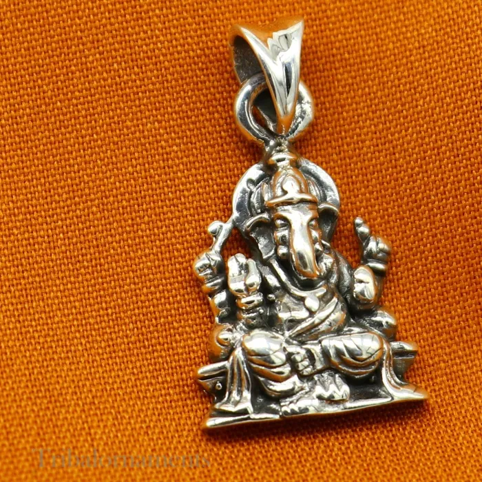 Divine lord Ganesha blessing pendant excellent vintage designer 925 sterling silver handmade jewelry from india ssp968 TRIBAL ORNAMENTS Necklaces