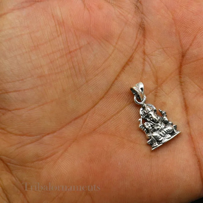 Divine lord Ganesha blessing pendant excellent vintage designer 925 sterling silver handmade jewelry from india ssp968 TRIBAL ORNAMENTS Necklaces