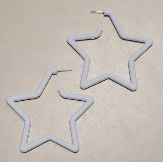 E1849 White Star Hoop Earrings POLLY Earrings