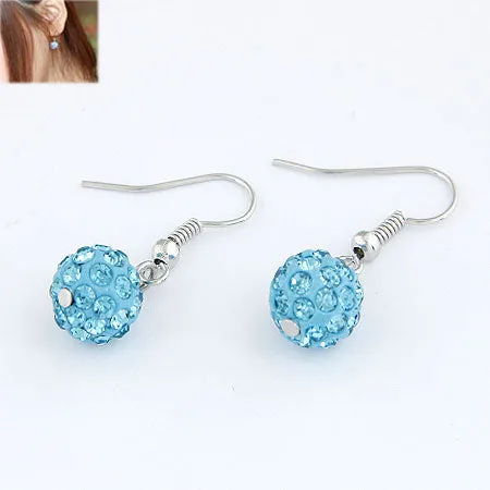 E785 Light Blue Gem Ball Earrings 01 Earrings