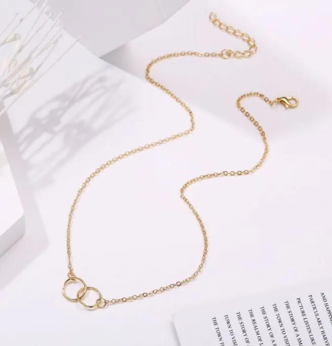 Earrings 01 N1620 Gold Double Hoop Necklace with FREE Earrings