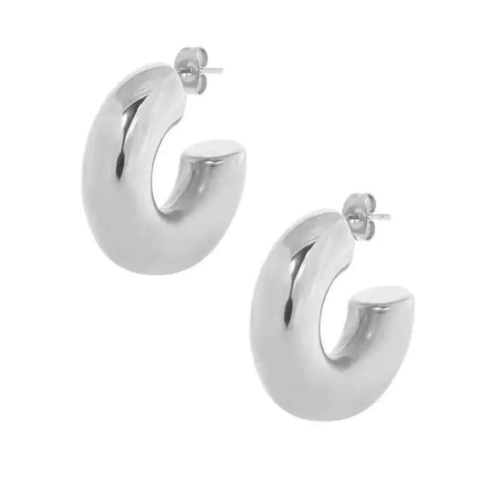 Earrings Jewelvers Silver Hollow Hoop Earrings