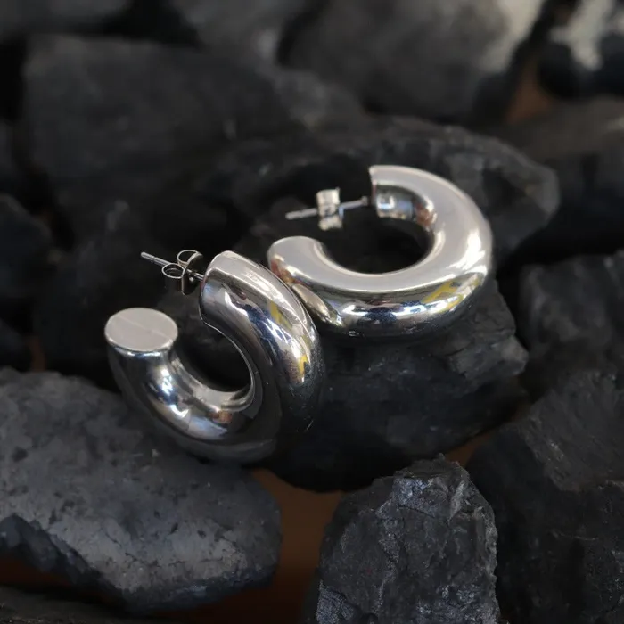 Earrings Jewelvers Silver Hollow Hoop Earrings Earrings Jewelvers Silver Hollow Hoop Earrings