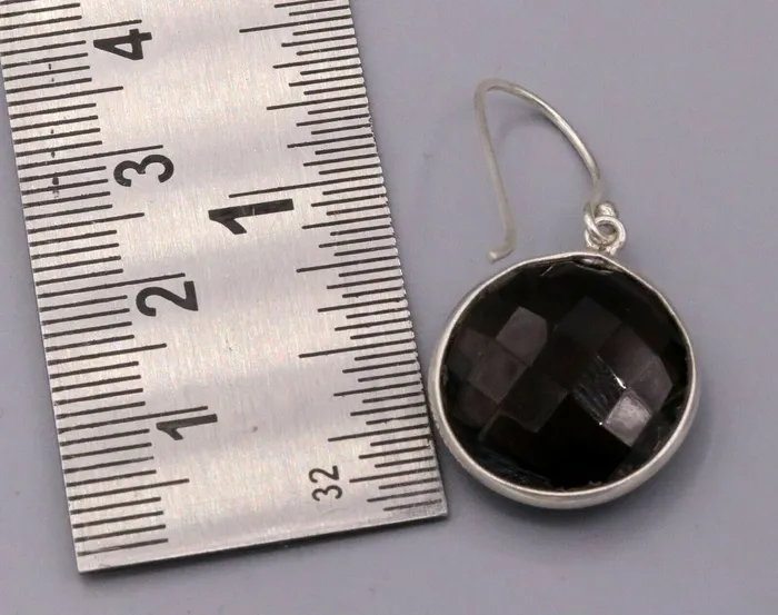Earrings TRIBAL ORNAMENTS Top class smoky quartz 925 silver drop dangle hoops earrings daily use stud s185