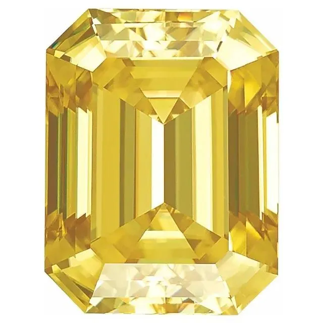 Fire Brilliance Emerald Step Cut FAB Yellow Moissanite Loose Stone Rings