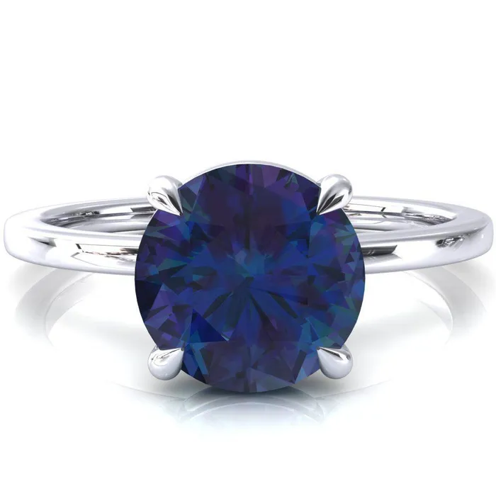 Fire Brilliance Lyla Round Alexandrite 4 Claw Prong Single Rail Solitaire Ring Rings Fire Brilliance Lyla Round Alexandrite 4 Claw Prong Single Rail Solitaire Ring Rings