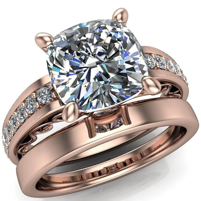 Fire Brilliance Rings Keating Cushion Center Stone Diamond Channel 4 Prong Ring Fire Brilliance Rings Keating Cushion Center Stone Diamond Channel 4 Prong Ring