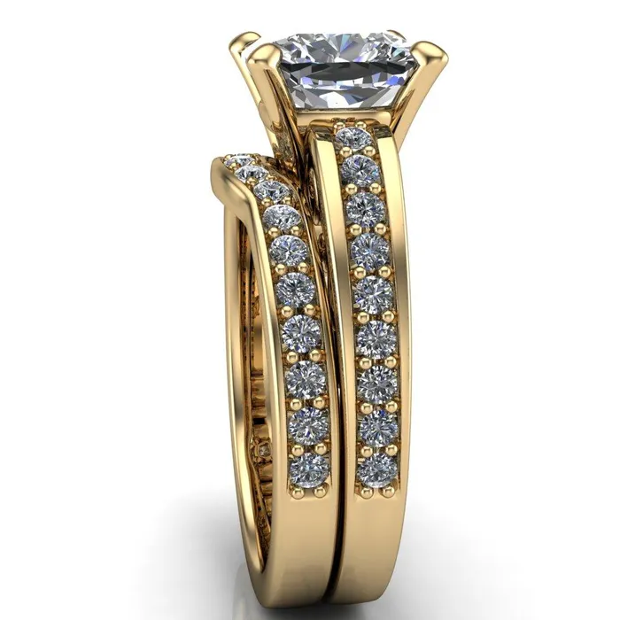 Fire Brilliance Rings Keating Cushion Center Stone Diamond Channel 4 Prong Ring