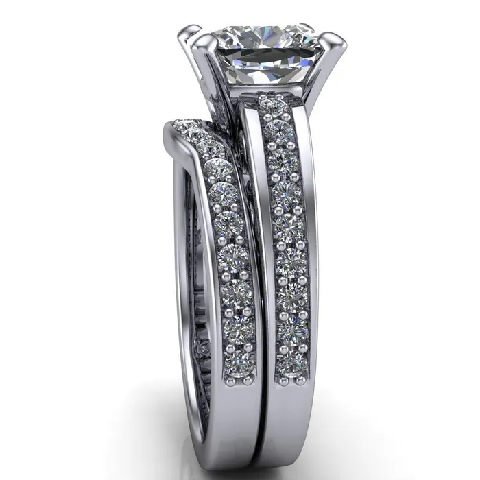 Fire Brilliance Rings Keating Cushion Center Stone Diamond Channel 4 Prong Ring