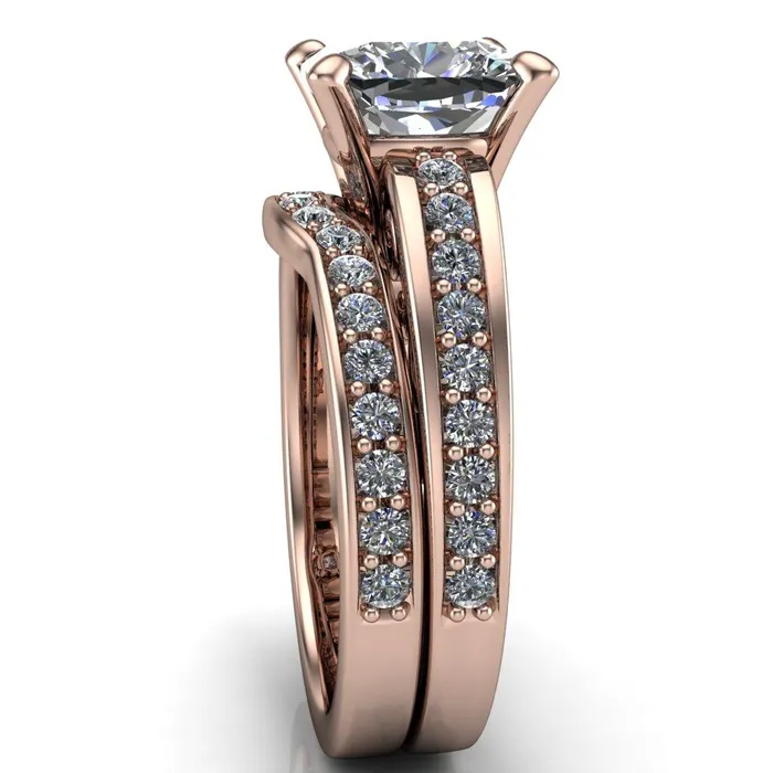 Fire Brilliance Rings Keating Cushion Center Stone Diamond Channel 4 Prong Ring