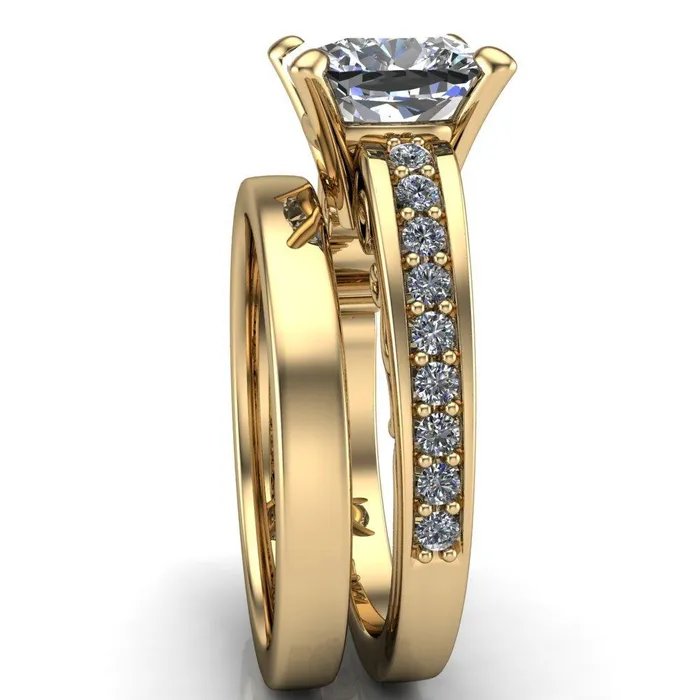 Fire Brilliance Rings Keating Cushion Center Stone Diamond Channel 4 Prong Ring