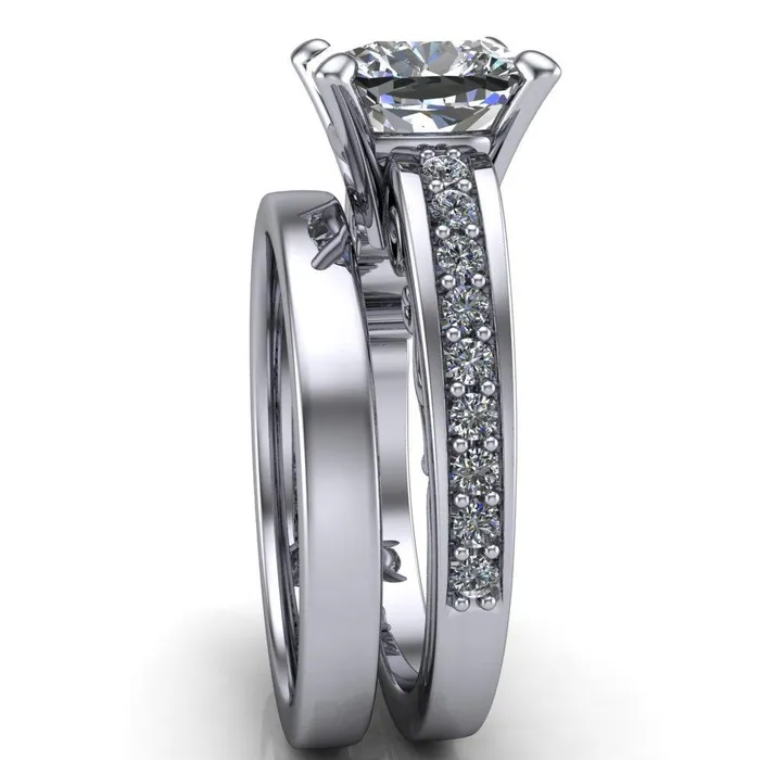 Fire Brilliance Rings Keating Cushion Center Stone Diamond Channel 4 Prong Ring