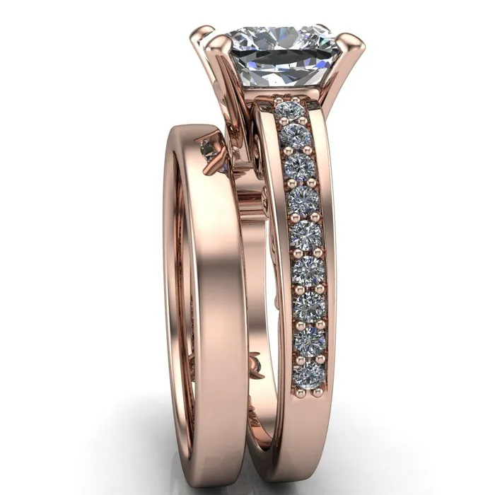 Fire Brilliance Rings Keating Cushion Center Stone Diamond Channel 4 Prong Ring