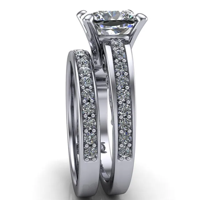Fire Brilliance Rings Keating Cushion Center Stone Diamond Channel 4 Prong Ring