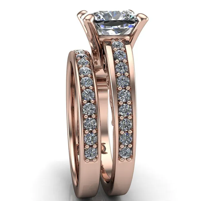 Fire Brilliance Rings Keating Cushion Center Stone Diamond Channel 4 Prong Ring