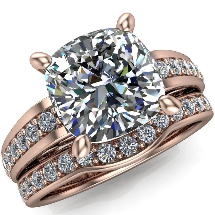 Fire Brilliance Rings Keating Cushion Center Stone Diamond Channel 4 Prong Ring