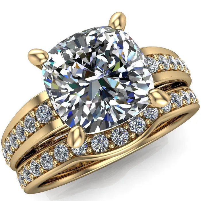 Fire Brilliance Rings Keating Cushion Center Stone Diamond Channel 4 Prong Ring