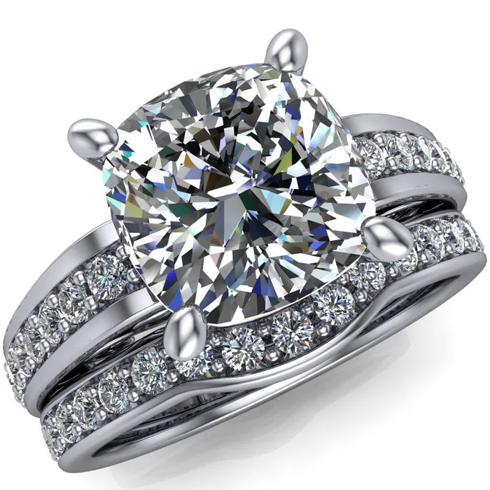 Fire Brilliance Rings Keating Cushion Center Stone Diamond Channel 4 Prong Ring