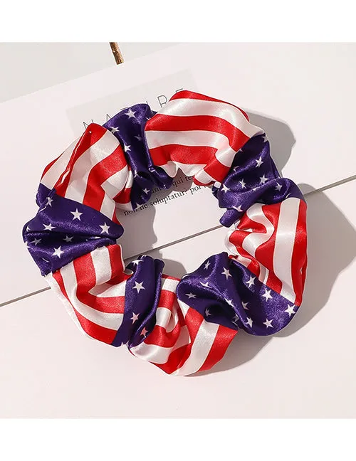 H214 Stars Stripes Hair Scrunchie 02 Earrings