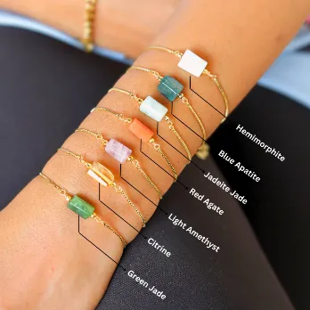 Jewelvers Bracelets 18K GoldFilled Single Gemstone Bracelet Healing Crystal Bracelet