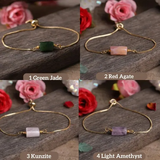 Jewelvers Bracelets 18K GoldFilled Single Gemstone Bracelet Healing Crystal Bracelet