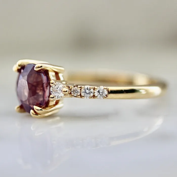 Justine Quintal Jewellery Rings Beautyberry PinkPurple Oval Cut Opalescent Sapphire Ring
