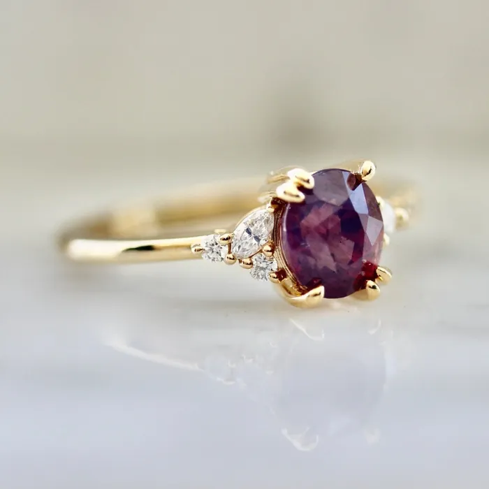 Justine Quintal Jewellery Rings Beautyberry PinkPurple Oval Cut Opalescent Sapphire Ring