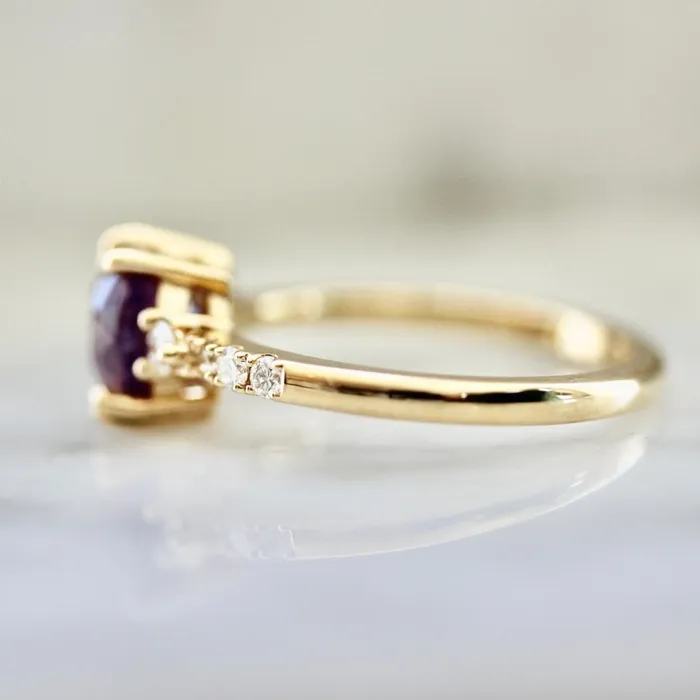 Justine Quintal Jewellery Rings Beautyberry PinkPurple Oval Cut Opalescent Sapphire Ring