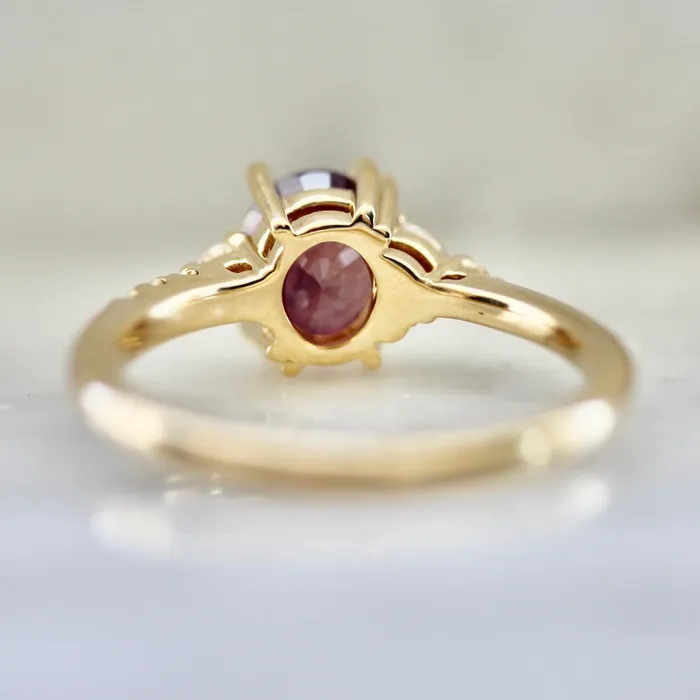 Justine Quintal Jewellery Rings Beautyberry PinkPurple Oval Cut Opalescent Sapphire Ring