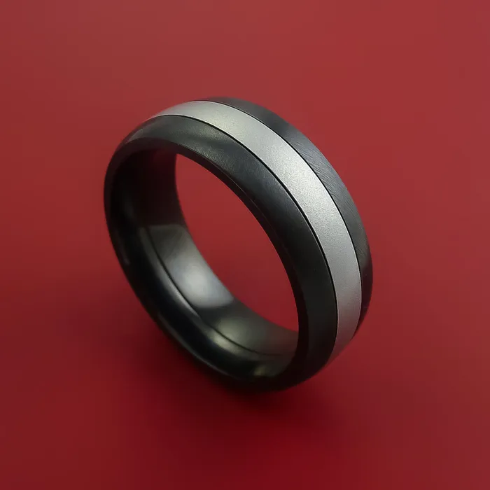 Lashbrook Black Zirconium Ring with Cobalt Chrome Inlay Custom Made Band Rings Lashbrook Black Zirconium Ring with Cobalt Chrome Inlay Custom Made Band Rings