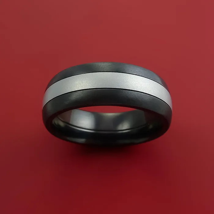Lashbrook Black Zirconium Ring with Cobalt Chrome Inlay Custom Made Band Rings Lashbrook Black Zirconium Ring with Cobalt Chrome Inlay Custom Made Band Rings