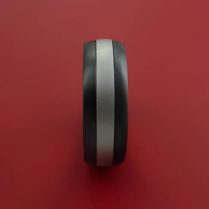 Lashbrook Black Zirconium Ring with Cobalt Chrome Inlay Custom Made Band Rings Lashbrook Black Zirconium Ring with Cobalt Chrome Inlay Custom Made Band Rings