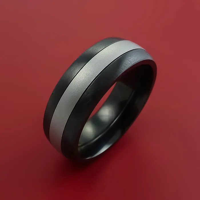 Lashbrook Black Zirconium Ring with Cobalt Chrome Inlay Custom Made Band Rings Lashbrook Black Zirconium Ring with Cobalt Chrome Inlay Custom Made Band Rings