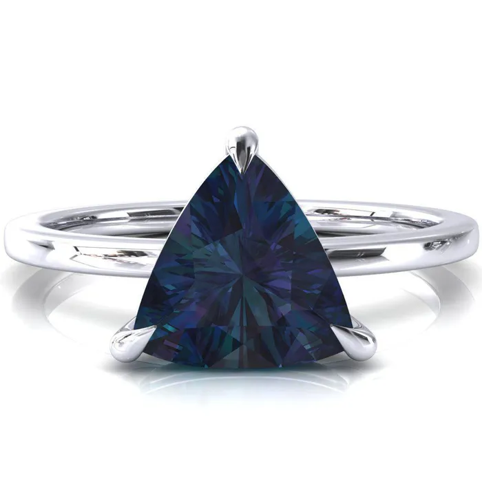 Lyla Trillion Alexandrite 4 Claw Prong Single Rail Solitaire Ring Fire Brilliance Rings Lyla Trillion Alexandrite 4 Claw Prong Single Rail Solitaire Ring Fire Brilliance Rings