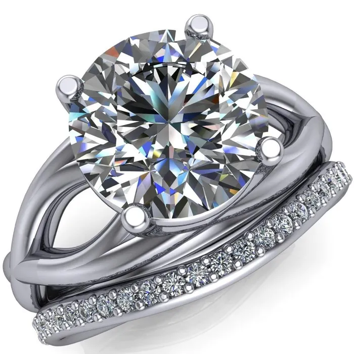 Miranda Round Center Stone 4 Prong Split Shank Engagement Ring Fire Brilliance Rings Miranda Round Center Stone 4 Prong Split Shank Engagement Ring Fire Brilliance Rings